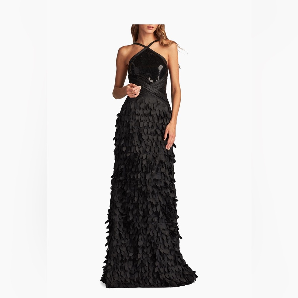 Tadashi Shoji Sleeveless Sequenced Halter Gown